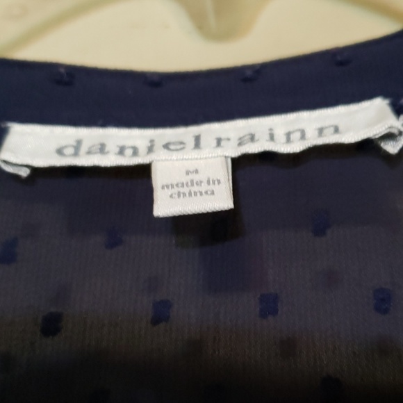 Navy blue dotted swiss knee length bohemian style - Picture 3 of 3